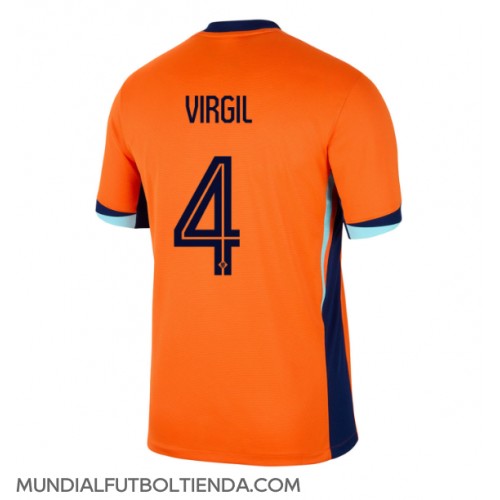 Camiseta Países Bajos Virgil van Dijk #4 Primera Equipación Replica Eurocopa 2024 mangas cortas